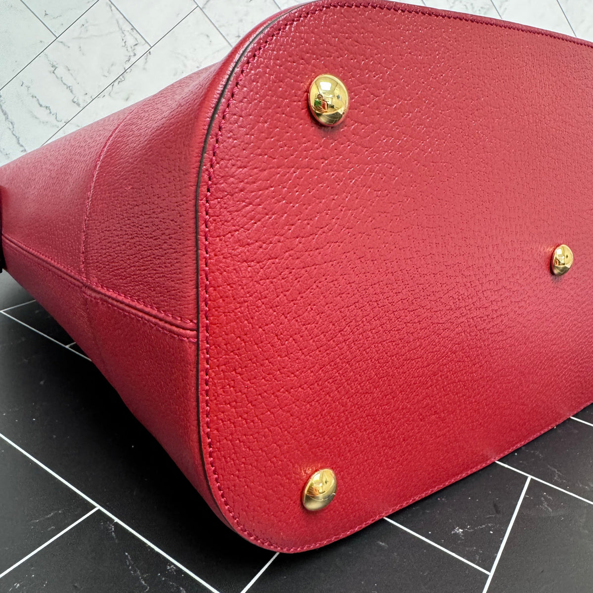 LIKE NEW- Gucci Red Savoy Web Bowling Tote