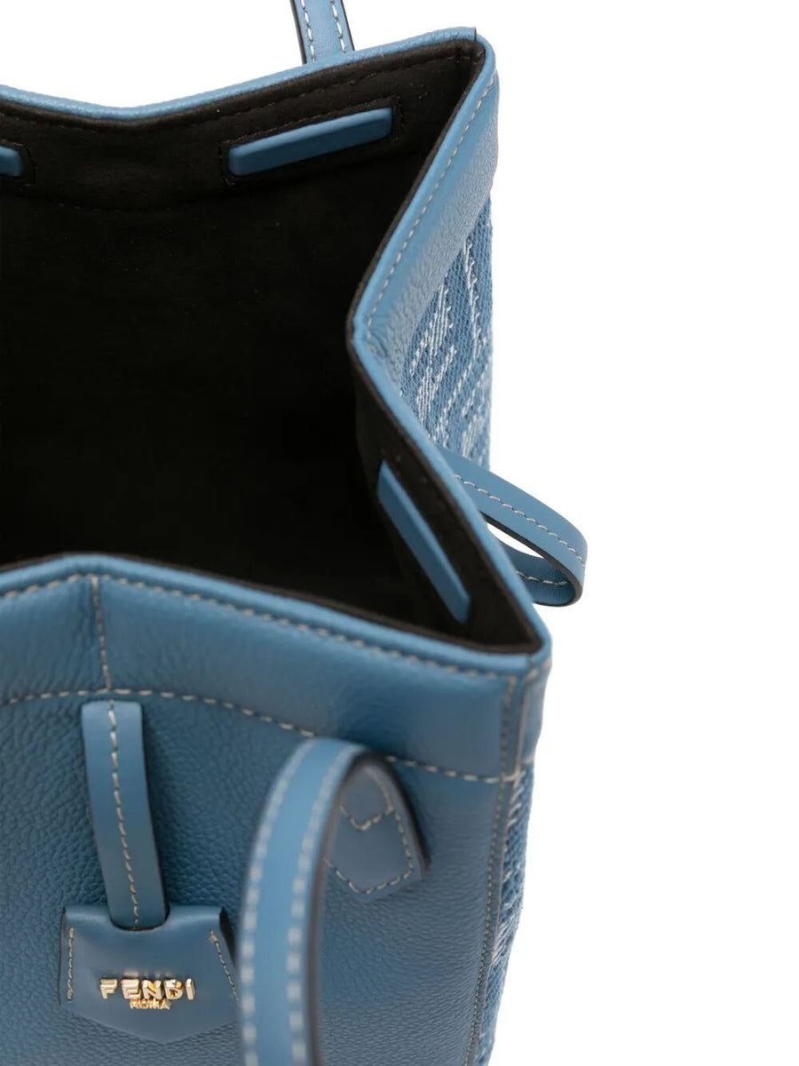Fendi Women Leather And Denim-Effect Ff Jacquard Origami Mini Bag