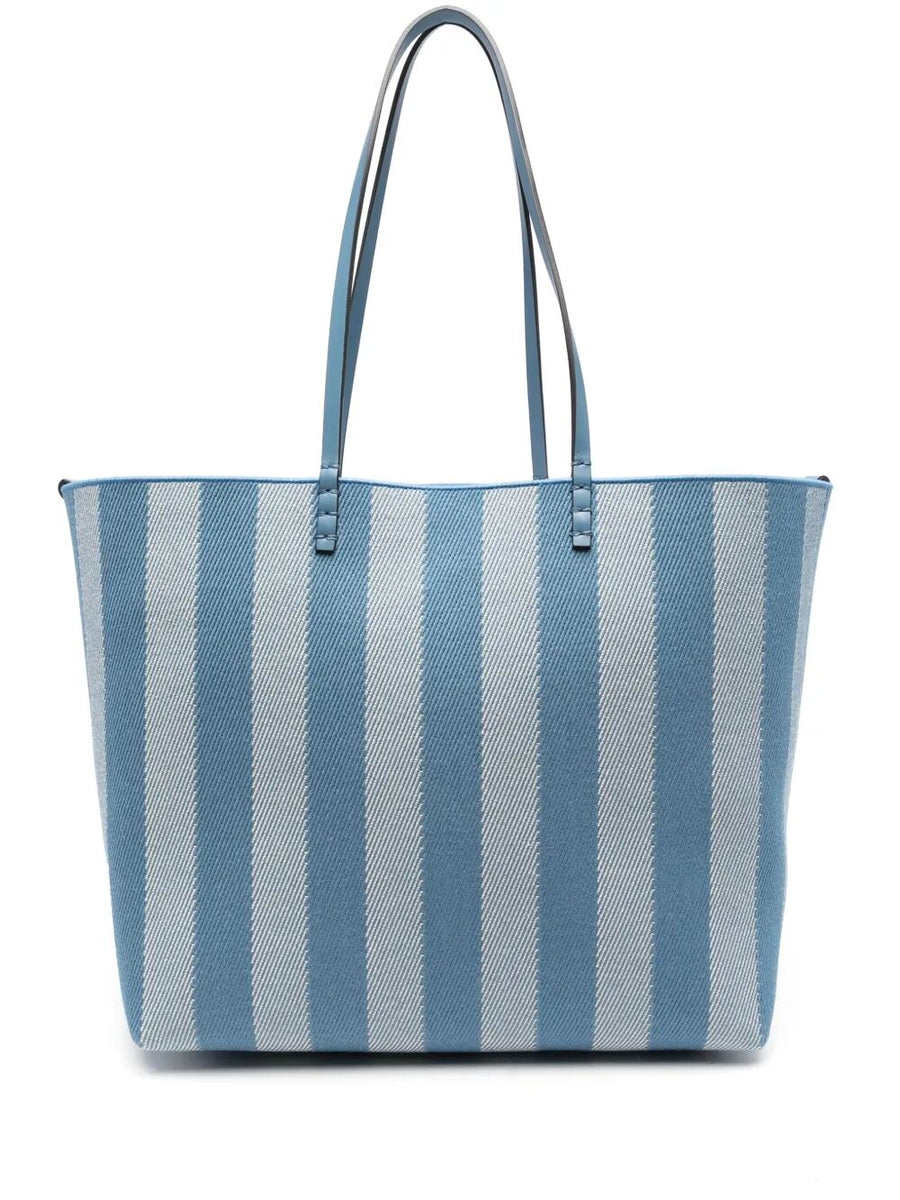 Fendi Women Pequin Striped And Ff Fabric Roll Large Reversible Shopper