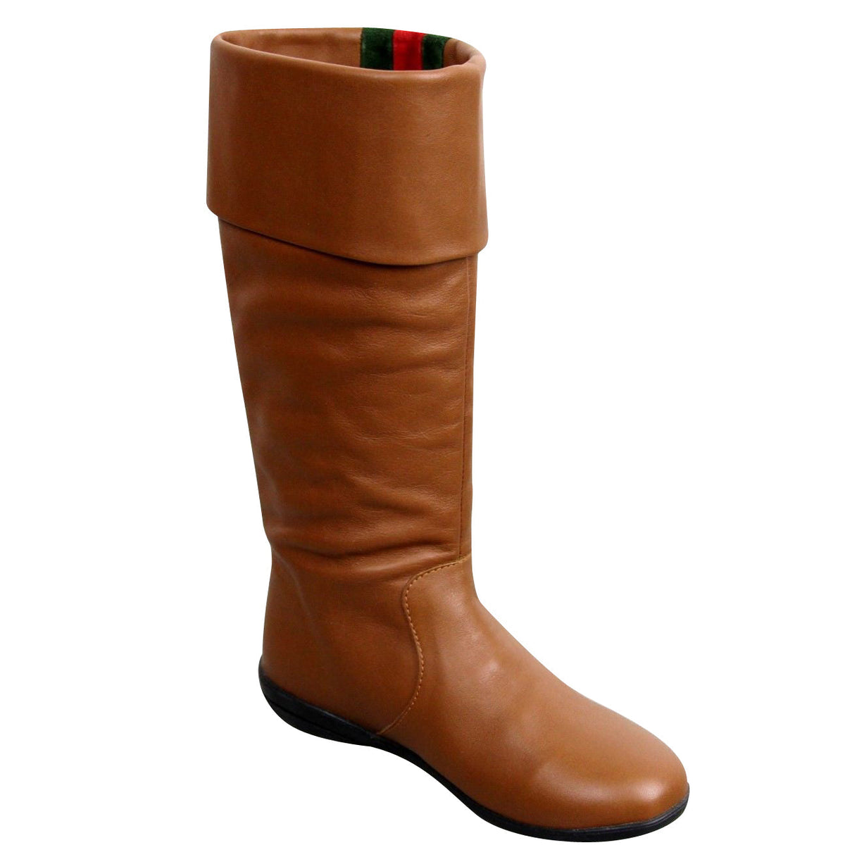 Gucci Kids Brown Leather Boots With Web Detail