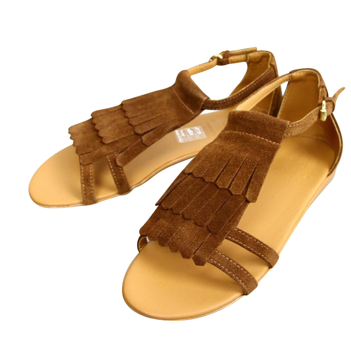 Gucci Kids Brown Suede Sandal With Fringe Detail
