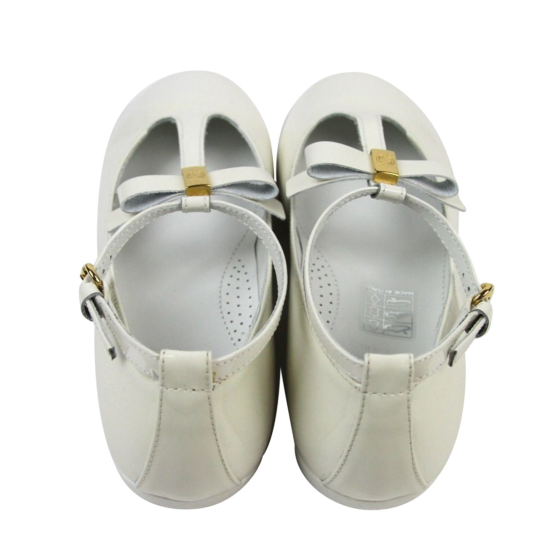 Gucci Kids White Patent Leather Ballet Flat With Bow