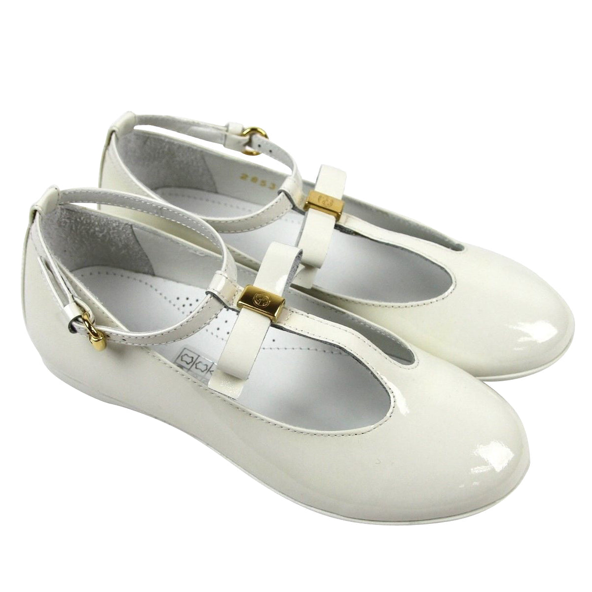 Gucci Kids White Patent Leather Ballet Flat With Bow