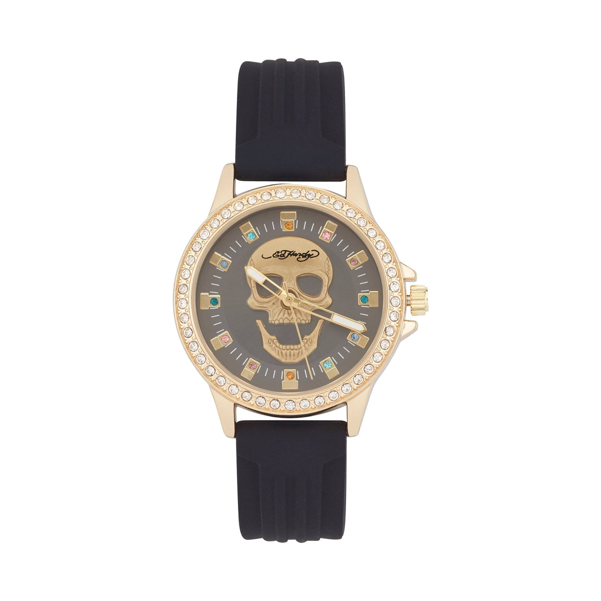 Ed Hardy Ladies Rubber Black/Black Plain Analog Watch