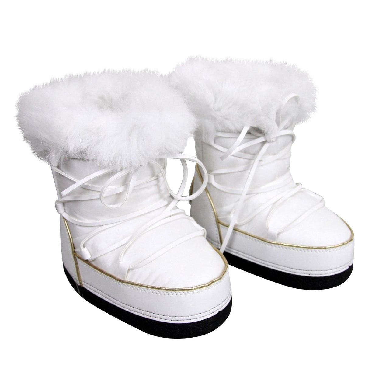 Gucci Unisex White Nylon Interlocking G Fur Trim Kids Boots