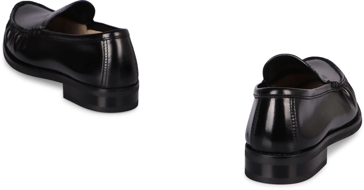 PRADA Men's Smooth Calfskin Loafers with Round Toe Line