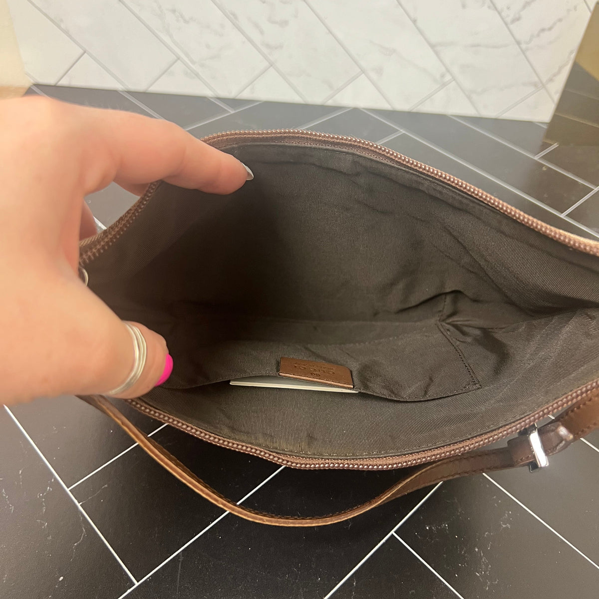 Gucci GG Brown Canvas Shoulder Bag