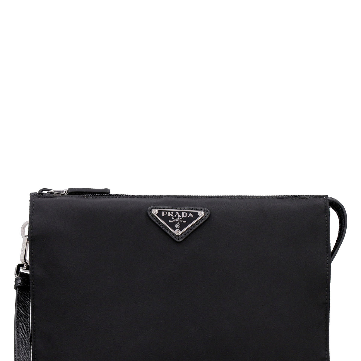 PRADA Mini Pouch Handbag in Re-Nylon and Saffiano Leather