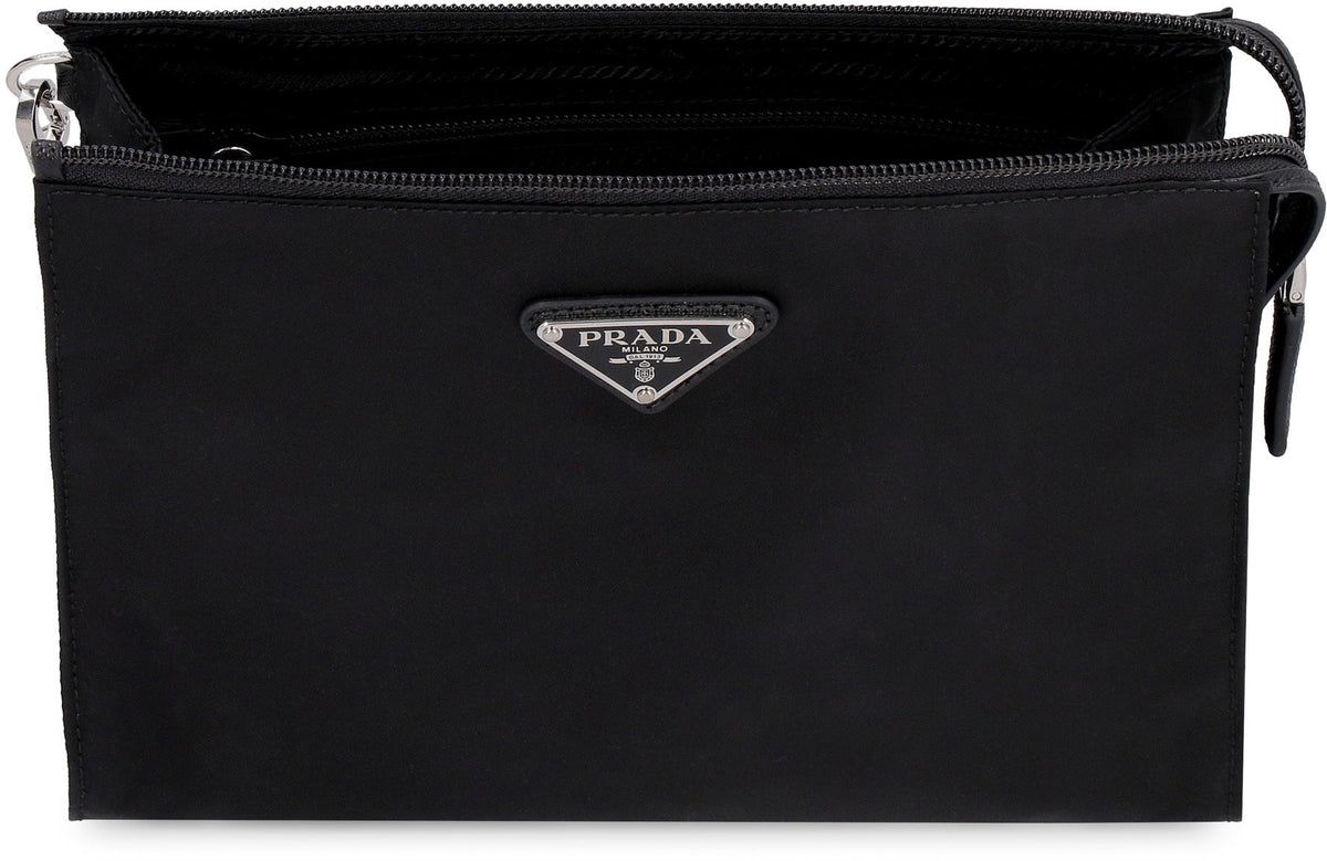PRADA Mini Pouch Handbag in Re-Nylon and Saffiano Leather