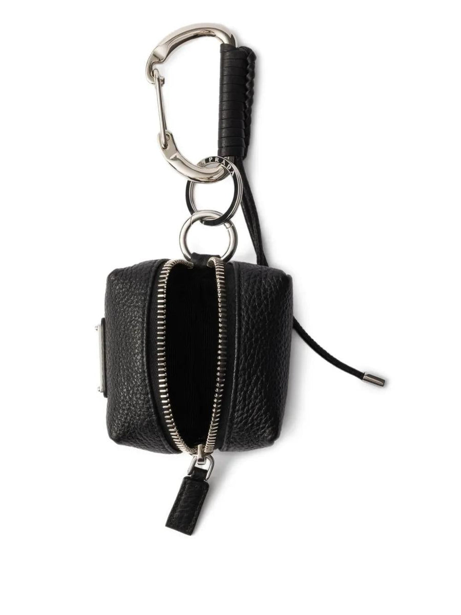 PRADA Leather Handbag Charm with Enamelled Logo