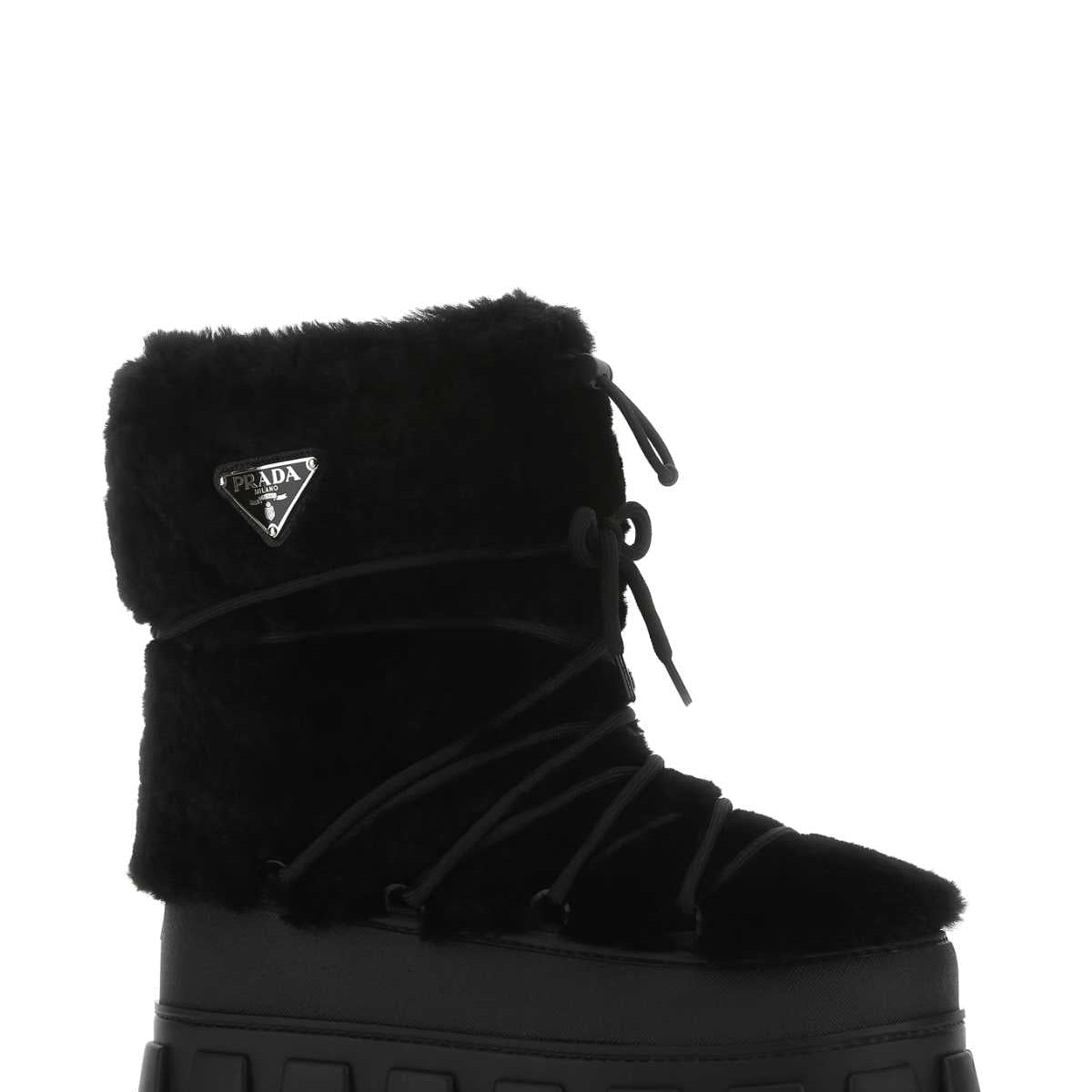 PRADA Men's Shearling and Rubber Ankle Boots