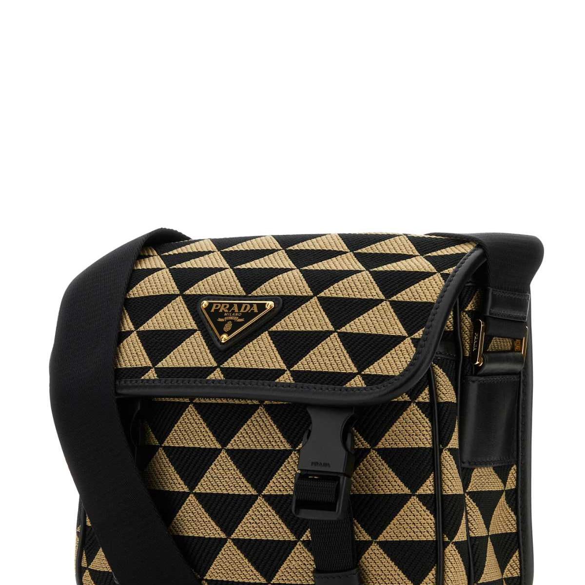 PRADA Embroidered Fabric Crossbody Handbag