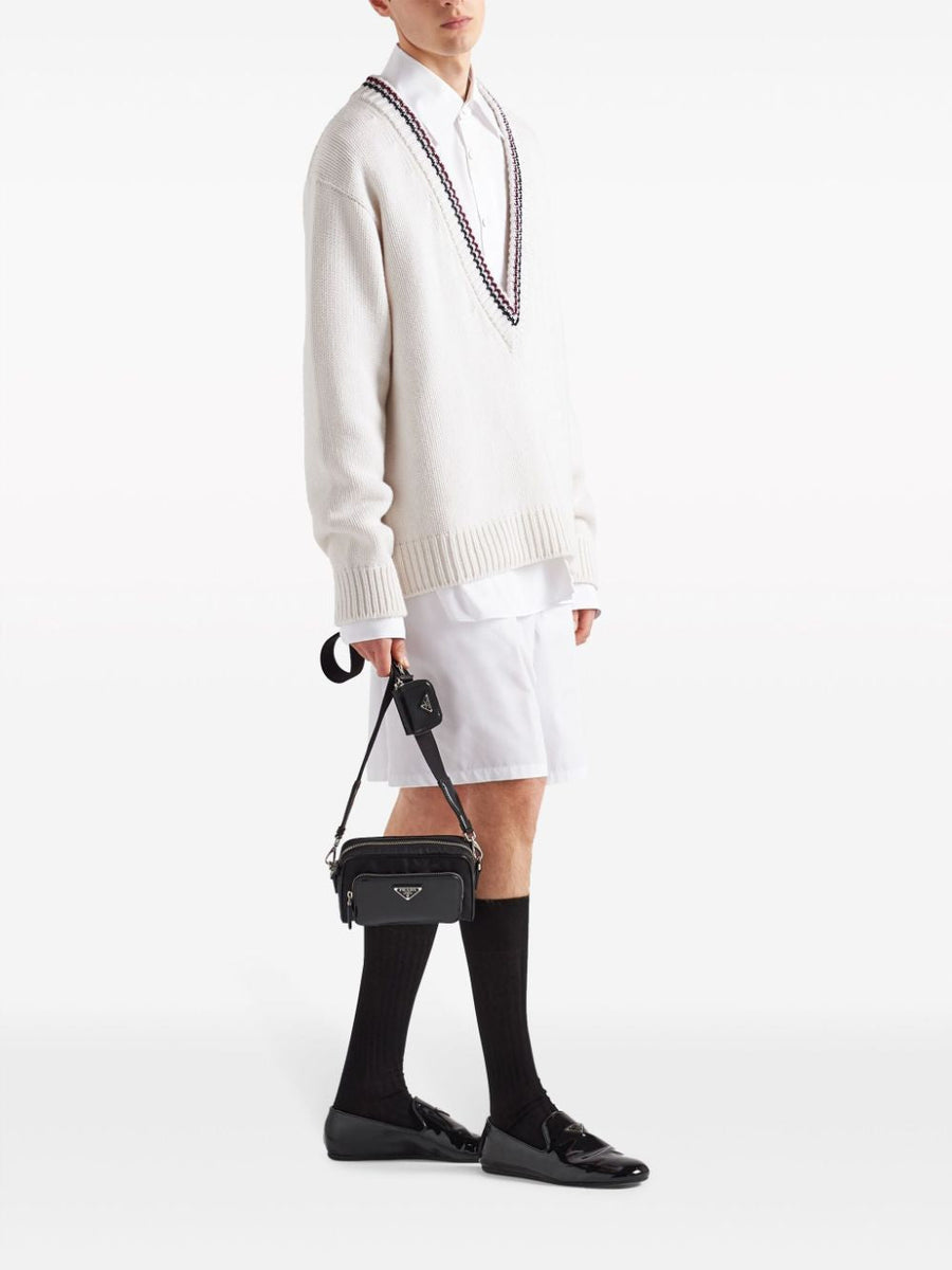 PRADA Re-Nylon and Leather Mini Crossbody Handbag