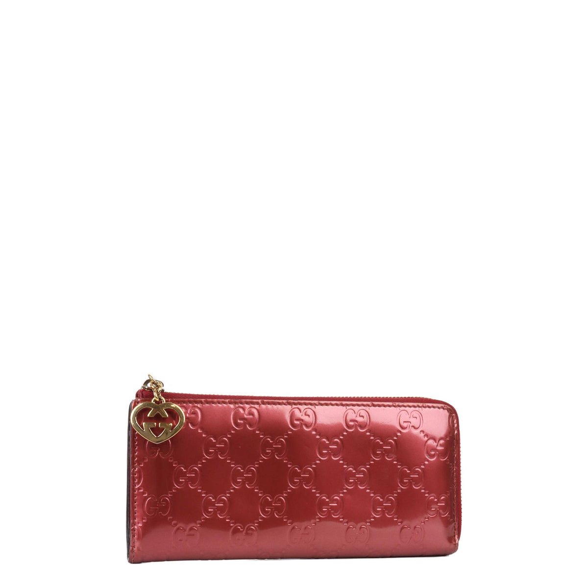 Gucci Metallic Pink Patent Zipped Long Wallet.