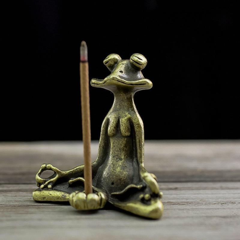 1-3 Count/Pcs Retro Copperware Incense Socket Zen Frog Ornaments Solid Pure Copper Frog Tea Pet Incense Holder Home Office Desktop Ornament Decoration Christmas Gift