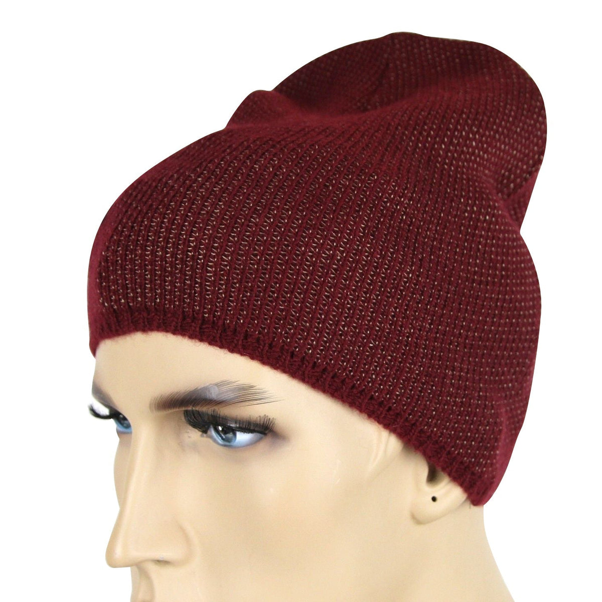 Gucci Unisex Burgundy Wool Cashmere Cotton Knit Beanie Hat With Logo