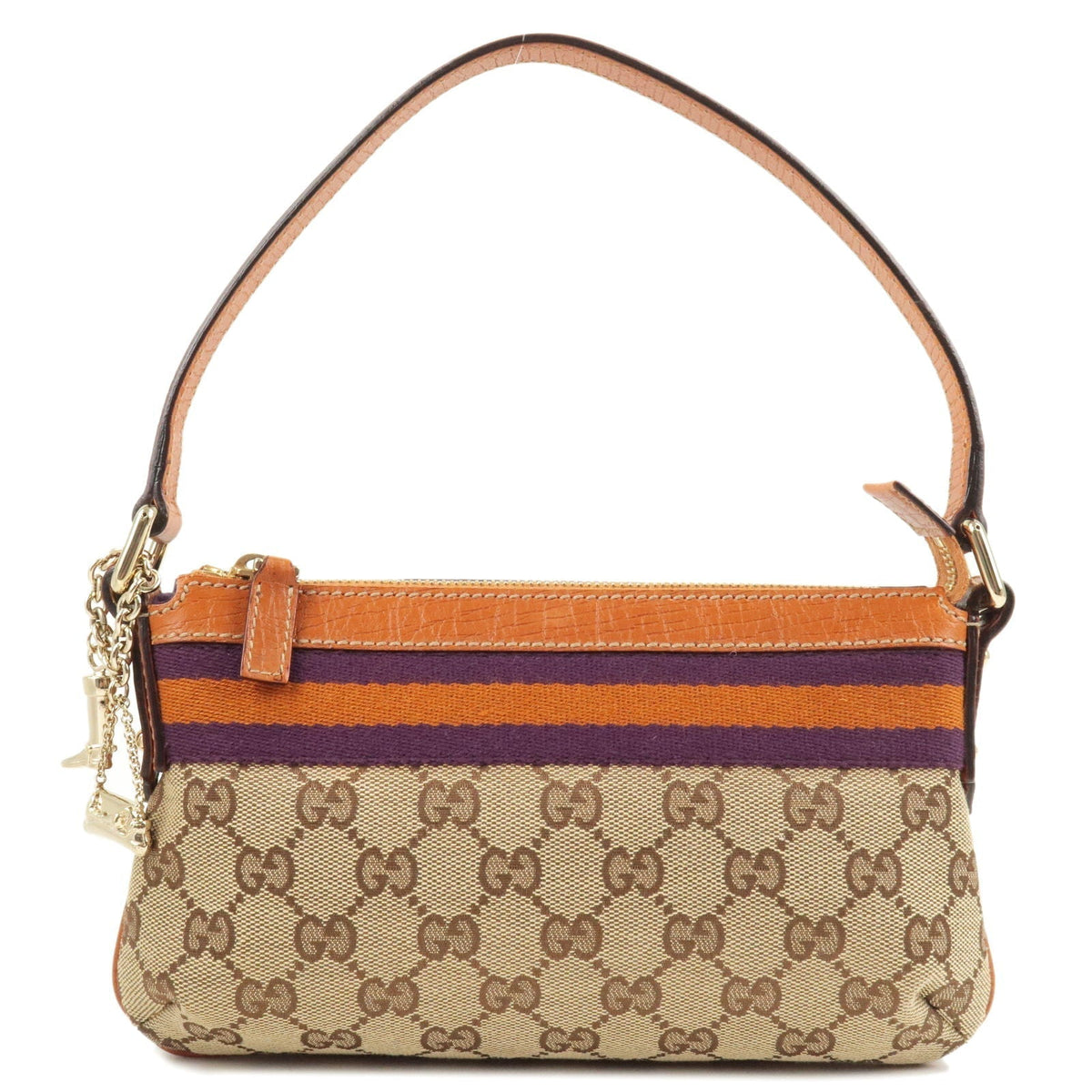 GUCCI Sherry GG Canvas Leather Hand Bag Beige Brown 145970