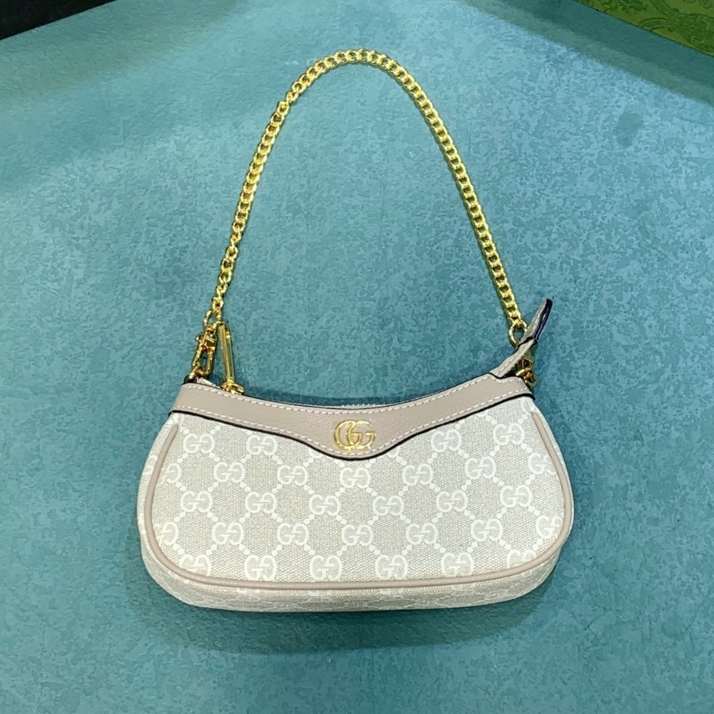 GG OPHIDIA MINI BAG BEIGE AND WHITE 19CM 764960 FACJT 9641
