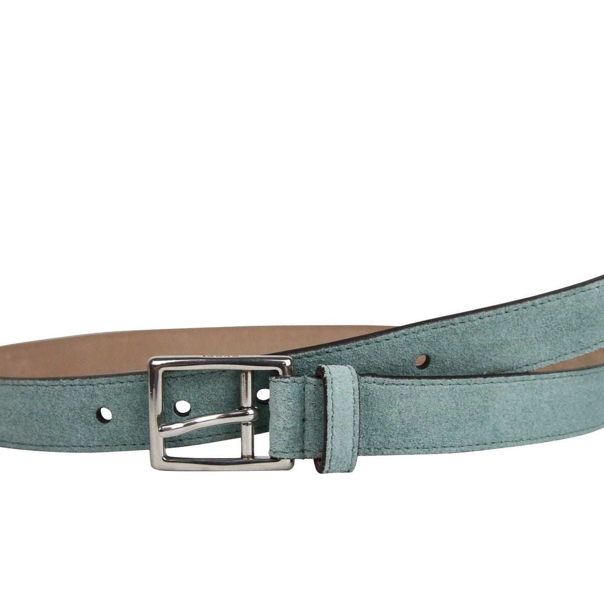 Gucci Men's Silver Teal Fabric Leather Belt Buckle 368193 4718