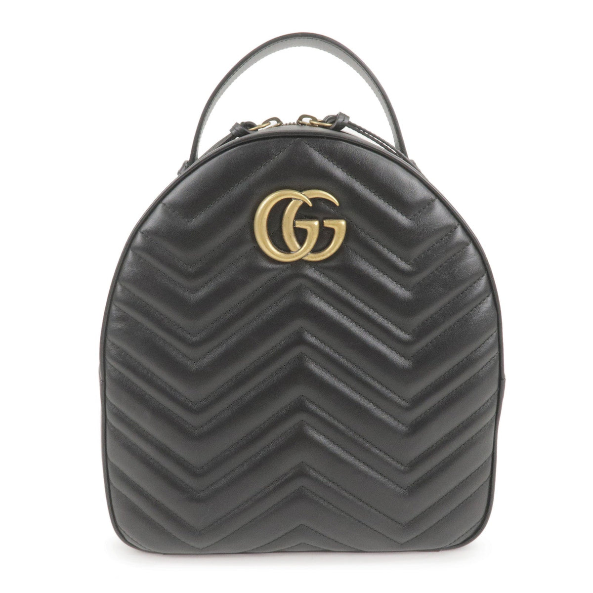 GUCCI GG Marmont Leather Back Pack Ruck Sack Black 476671