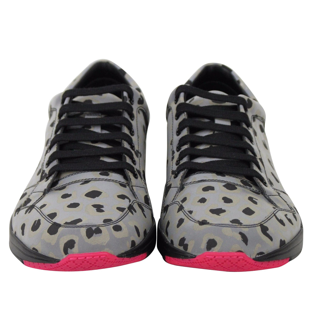 Gucci Men's Reflex Leopard Print Gray Fabric Running Sneakers