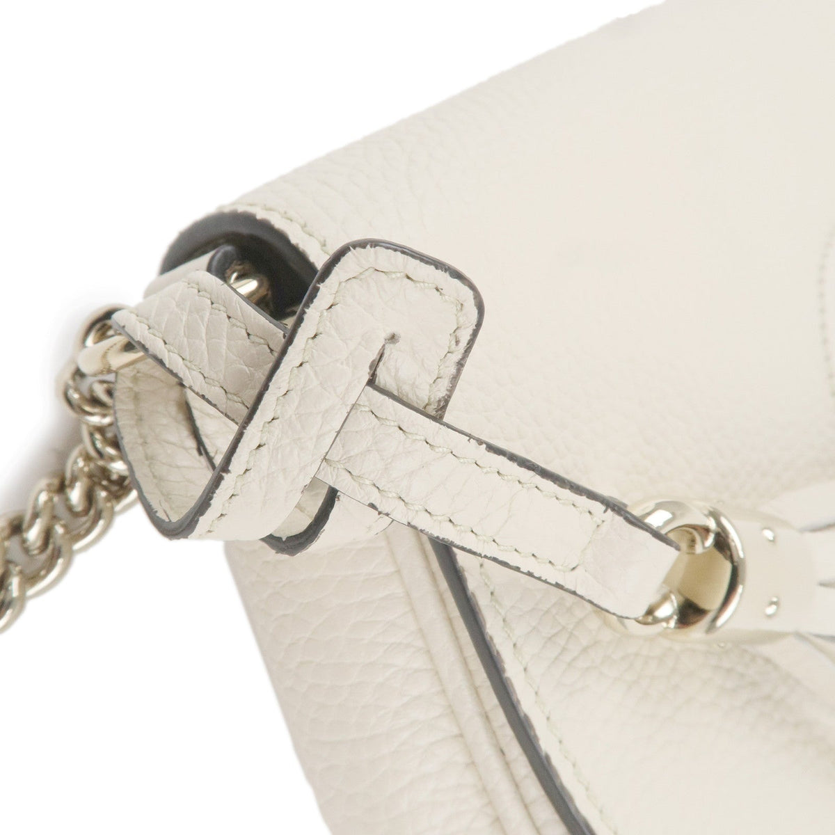 GUCCI SOHO Leather Chain Shoulder Bag Crossbody Bag Ivory 536224