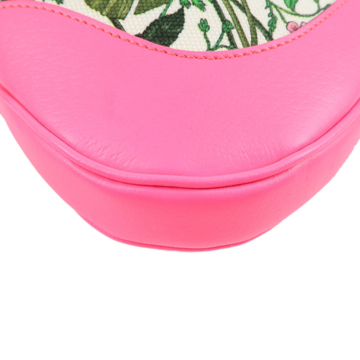 GUCCI New Jackie Flora Canvas Leather Shoulder Bag Pink 550152