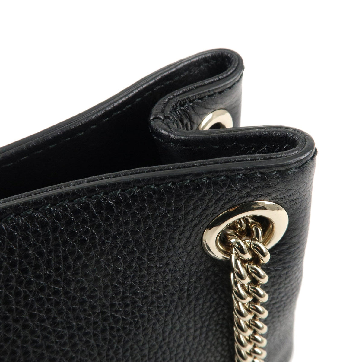 GUCCI SOHO Logo Leather Chain Shoulder Bag Black 387043