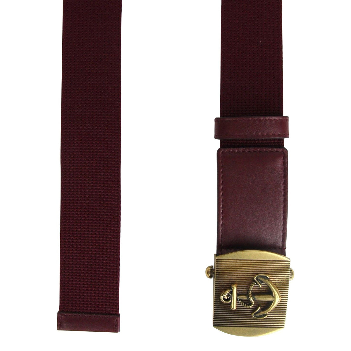 Gucci Men's Military Burgundy Fabric Anchor Brass Buckle Belt 375191 6148