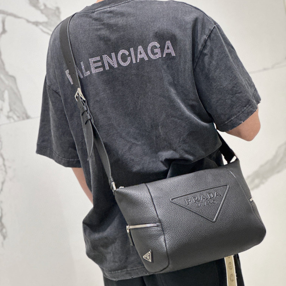 PD LEATHER BAG WITH SHOULDER STRAP
