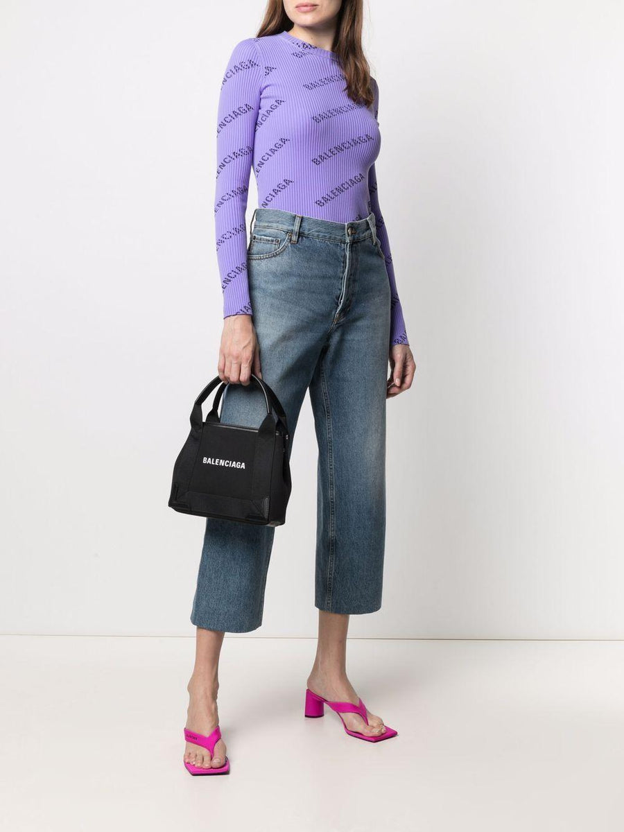 BALENCIAGA Mini Canvas Basket Handbag XS