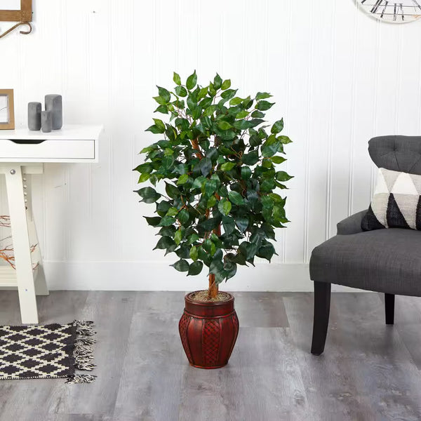 44 In. Artificial Ficus Tree with Decorative Planter