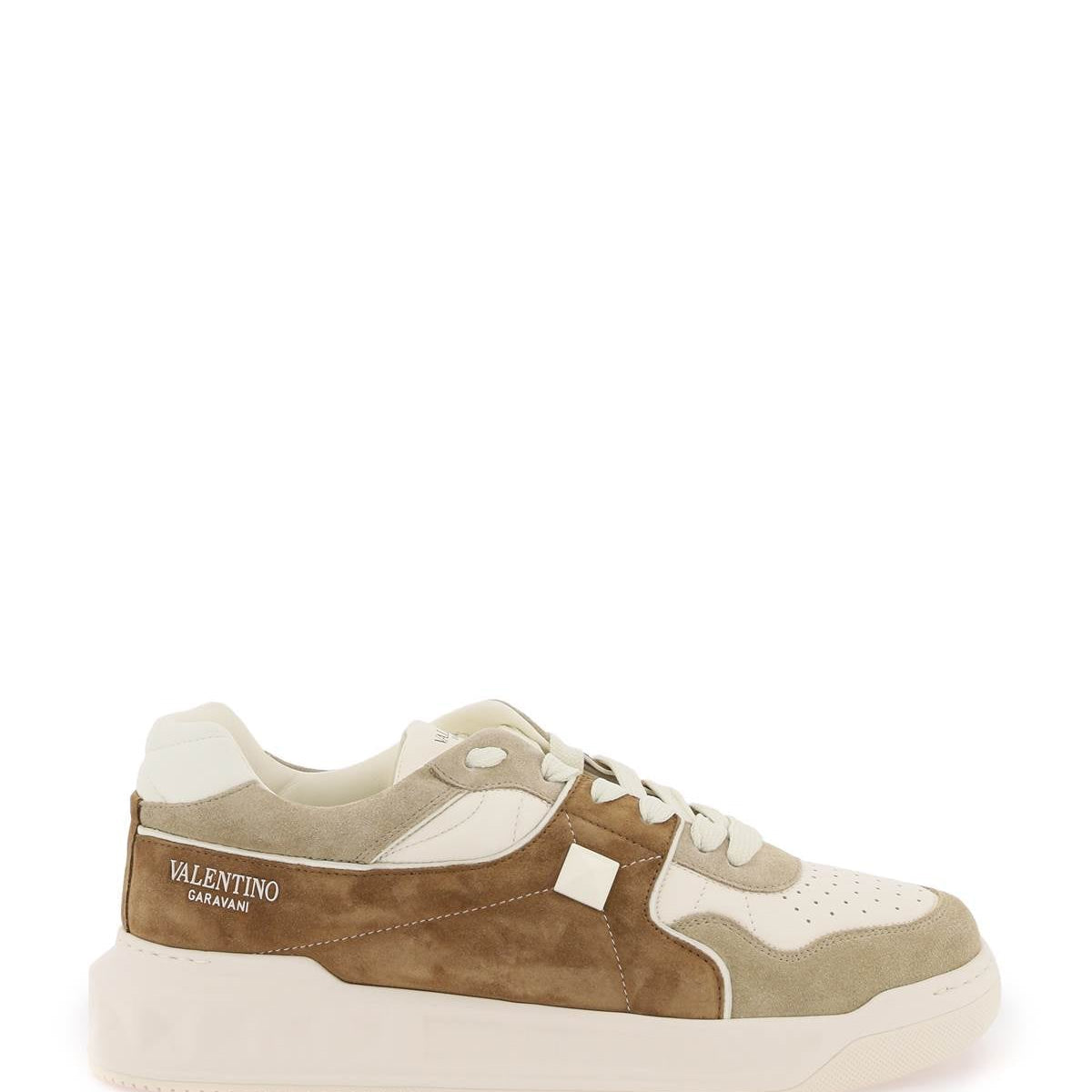 ONE STUD CRUST AND NAPPA LEATHER SNEAKERS