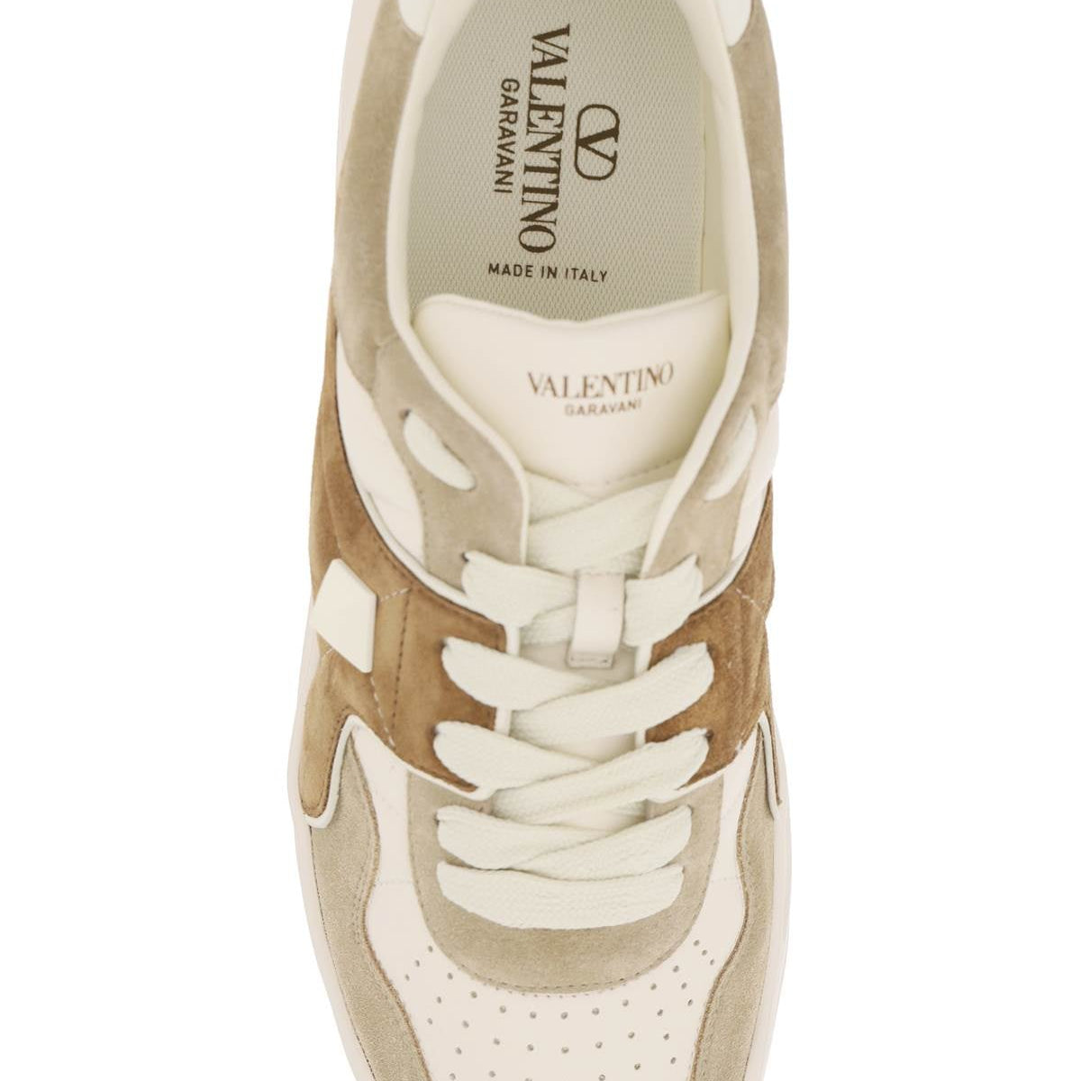 ONE STUD CRUST AND NAPPA LEATHER SNEAKERS