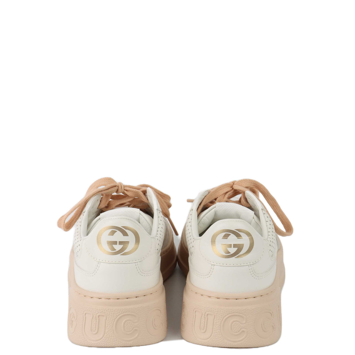 Gucci GG Embossed White & Pink Sneakers.