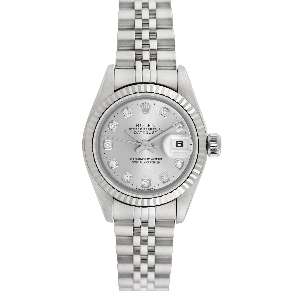 Rolex Ladies Stainless Steel Datejust with factory diamonds, item #20