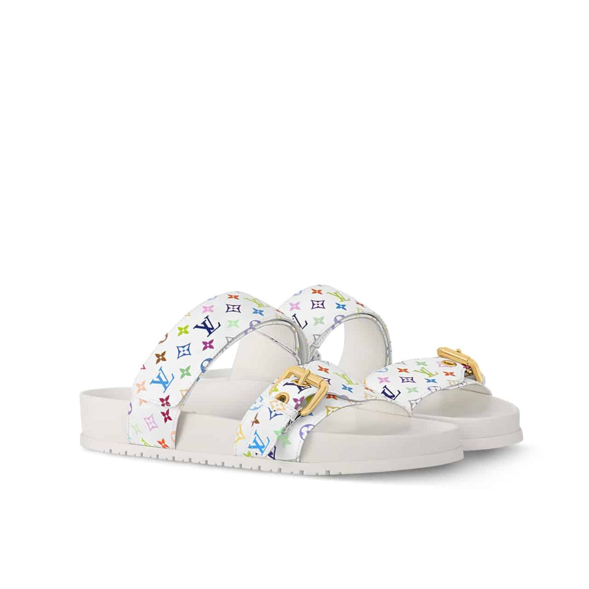 LV X TAKASHI MURAKAMI BOM DIA FLAT COMFORT MULE WHITE 1AGXTV