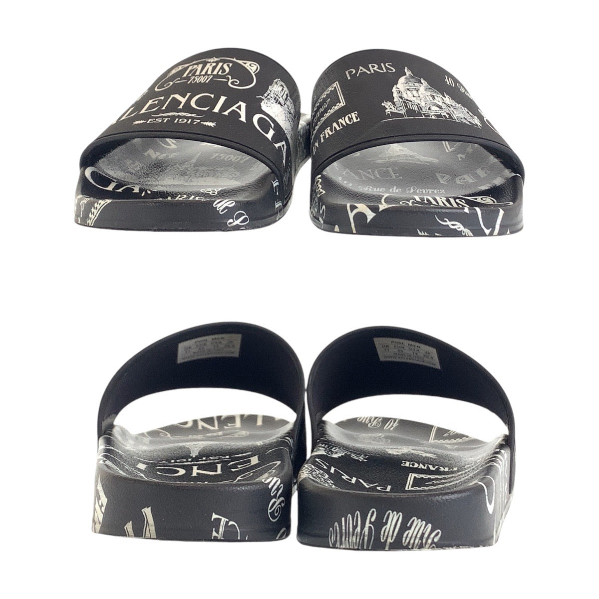 balenciaga Black White Rubber Sandals Slides
