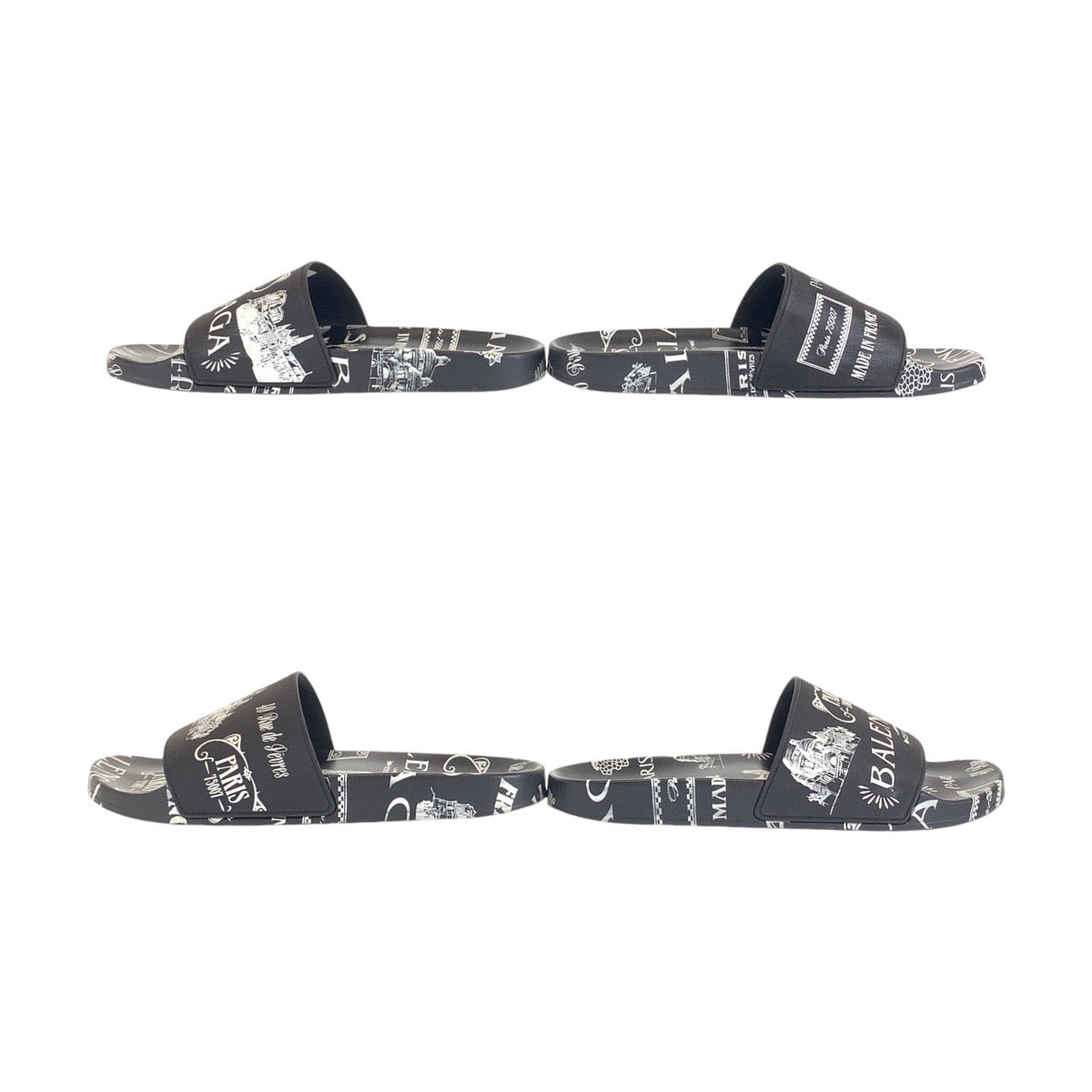 balenciaga Black White Rubber Sandals Slides