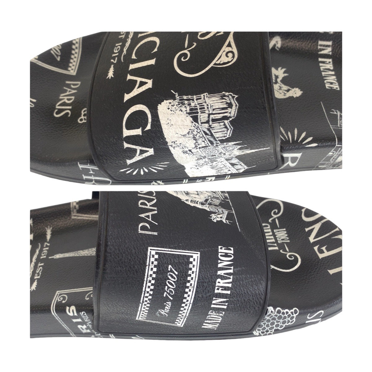 balenciaga Black White Rubber Sandals Slides