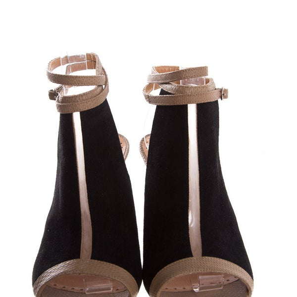 Alexa Wagner Tan & Black High Heel  Sandals SZ 37