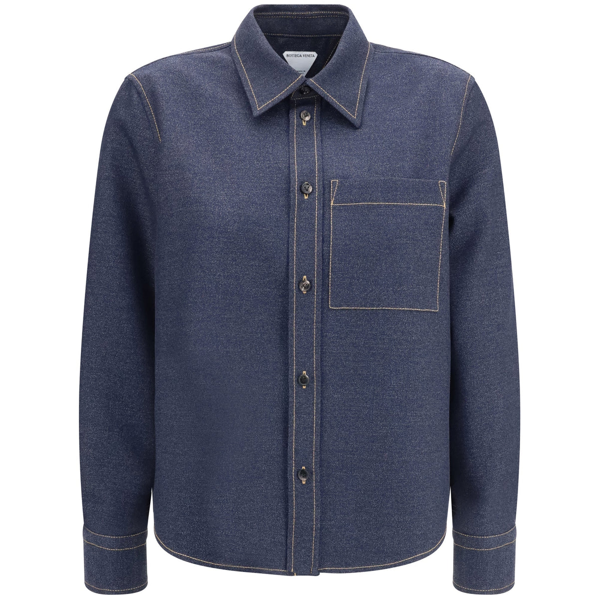 Bottega Veneta Women Denim-Effect Mélange Wool Shirt