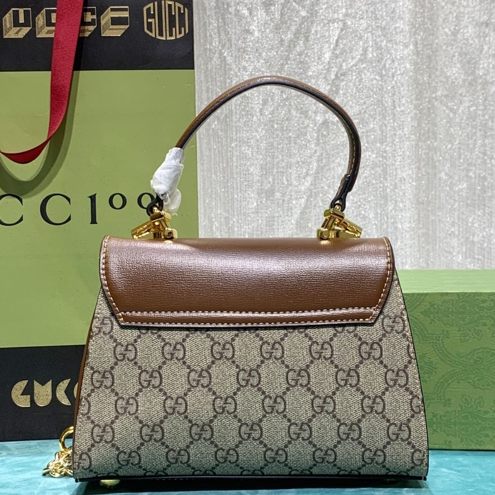 GG HORSEBIT 1955 MINI TOP HANDLE BAG LIGHT BROWN 22CM 703848 9AAAJ 8563