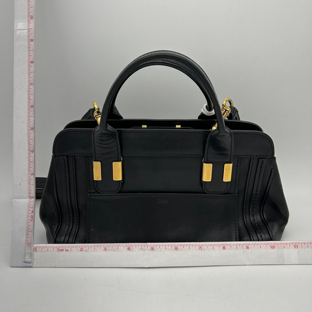 Chloe Calfskin Goatskin Medium Alice Satchel Black LA6971
