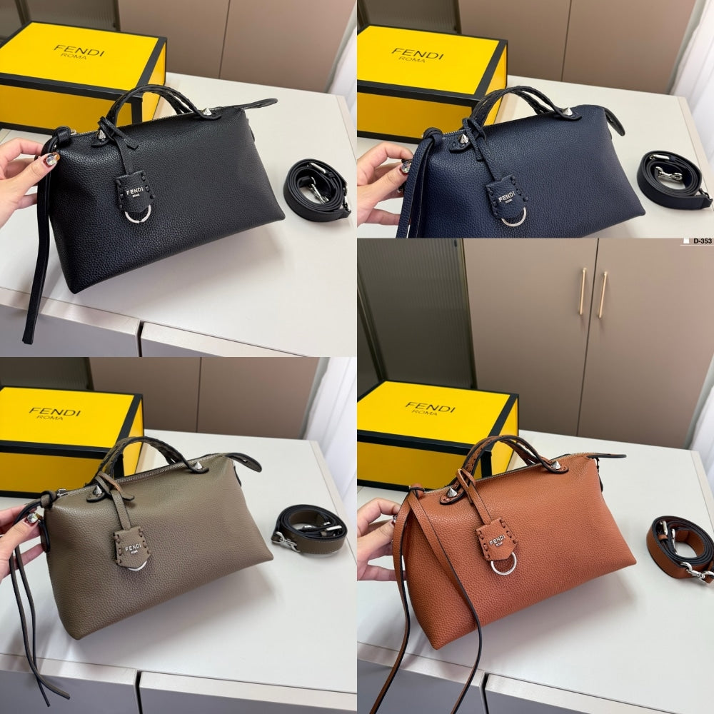 FD BY THE WAY MEDIUM LEATHER BOSTON BAG BROWN 20CM 8BL1465QJF03B