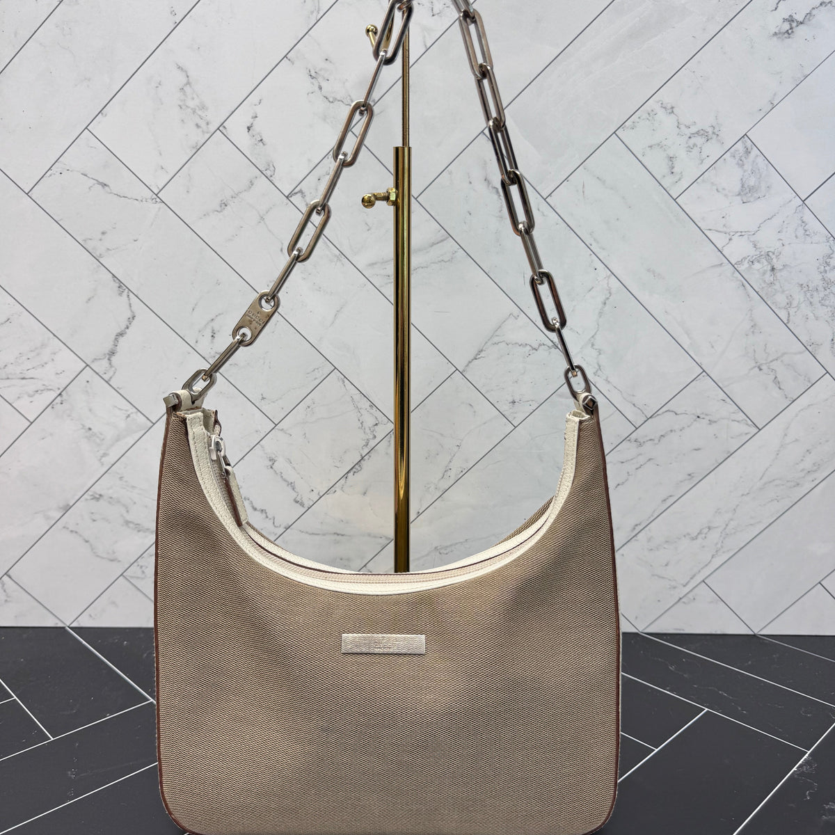 Gucci Canvas & Leather Chain Shoulder Bag