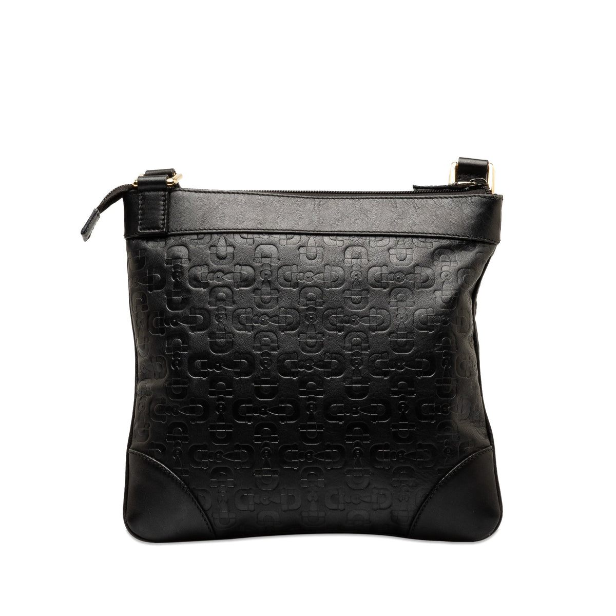 GUCCI Embossed Leather Horsebit Crossbody Bag