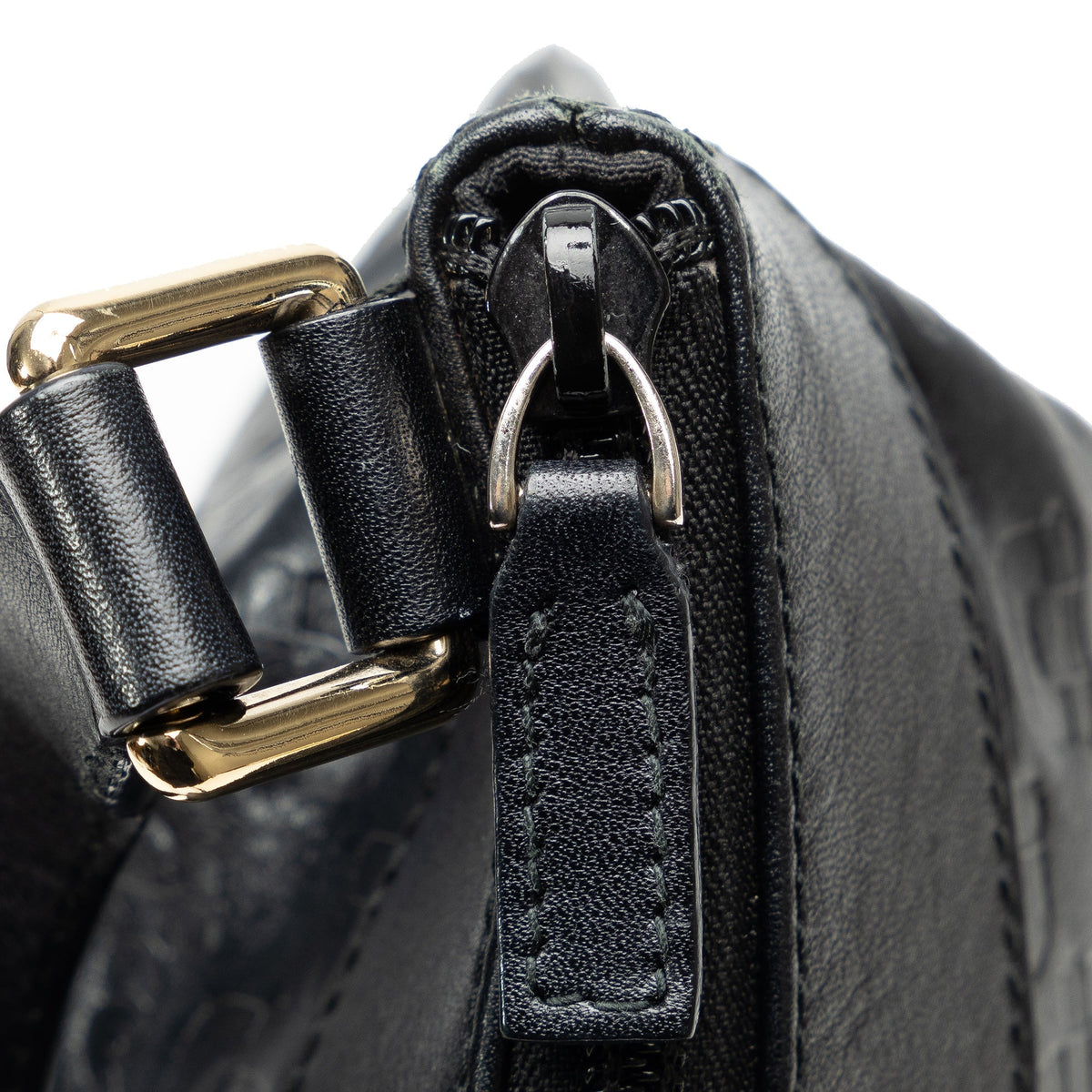 GUCCI Embossed Leather Horsebit Crossbody Bag