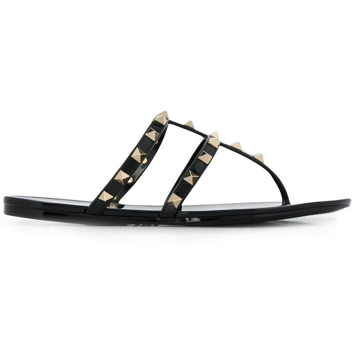 BLACK ROCKSTUD LOW SANDAL