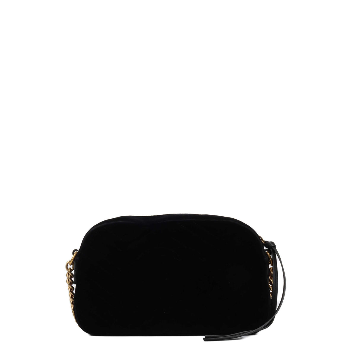 Gucci GG Marmont Small Matelasse Shoulder Bag Black Velvet GHW.